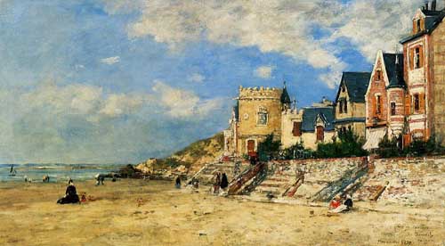 Painting Code#42345-Eugene-Louis Boudin - The Tour Malakoff and the Trouville Shore