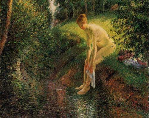 Painting Code#45098-Pissarro, Camille - Bather in the Woods