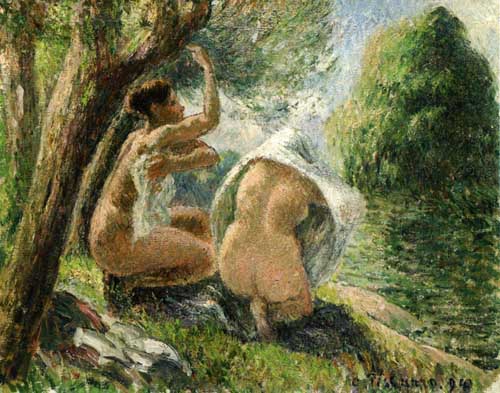 Painting Code#45100-Pissarro, Camille - Bathers 