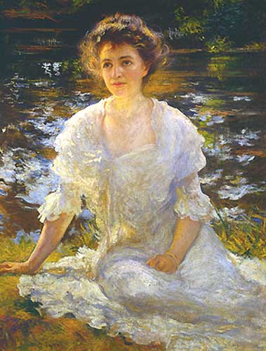 Painting Code#45263-Tarbell, Edmund Charles(USA): Portrait of Elanor Hyde Phillips