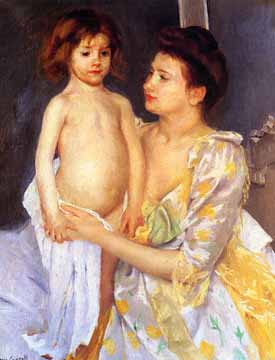 Painting Code#45400-Cassatt, Mary(USA): Jules Being Dried by His Mother