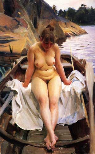 Painting Code#45530-Zorn, Anders(Sweden): In Werner&#039;s Rowing Boat