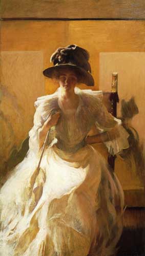 Painting Code#45725-Edmund Tarbell - The Golden Screen