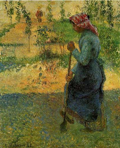 Painting Code#45726-Pissarro, Camille - Study of a Peasant in Open Air (Peasant Digging)