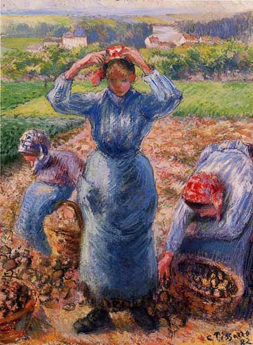 Painting Code#45727-Pissarro, Camille - Peasants Harvesting Potatoes