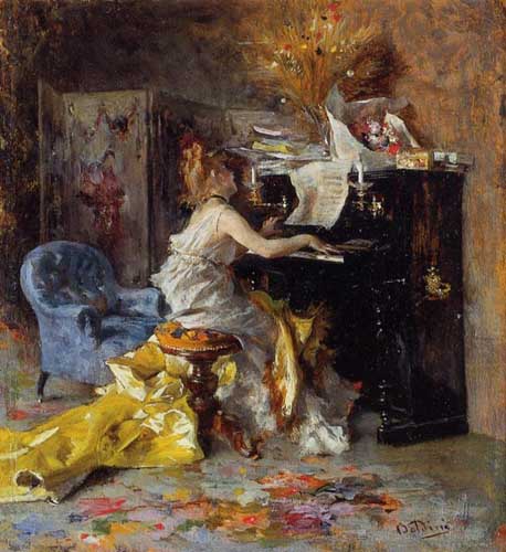 Painting Code#45733-Boldini, Giovanni(Italy) - Woman at a Piano
