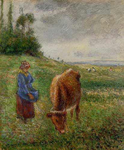 Painting Code#45775-Pissarro, Camille - Cowherd, Pontoise 