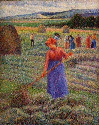 Painting Code#45780-Pissarro, Camille - Haymakers at Eragny