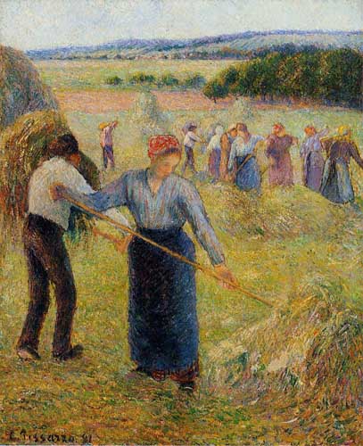 Painting Code#45781-Pissarro, Camille - Haymaking at Eragny