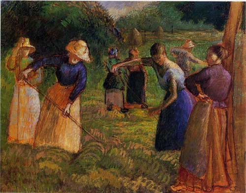 Painting Code#45782-Pissarro, Camille - Haymaking in Eragny