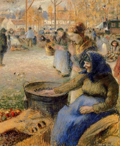 Painting Code#45784-Pissarro, Camille - La Marchande de Marrons, Fiore de la St. Martin, Pontoise