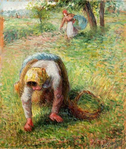Painting Code#45805-Pissarro, Camille - Peasants Gathering Grass