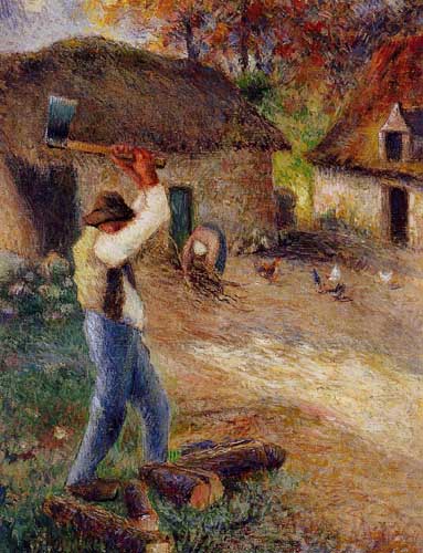 Painting Code#45809-Pissarro, Camille - Pere Melon Cutting Wood