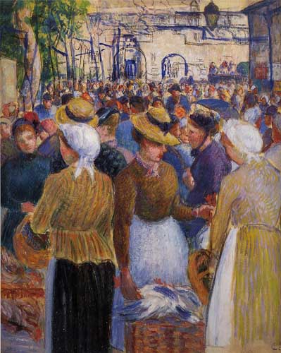 Painting Code#45818-Pissarro, Camille - Poultry Market at Gisors