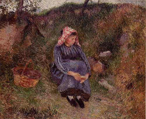Painting Code#45821-Pissarro, Camille - Seated Peasant Woman