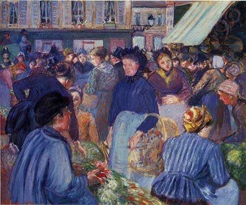 Painting Code#45833-Pissarro, Camille - The Market at Gisors