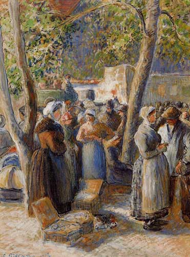 Painting Code#45834-Pissarro, Camille - The Market in Gisors
