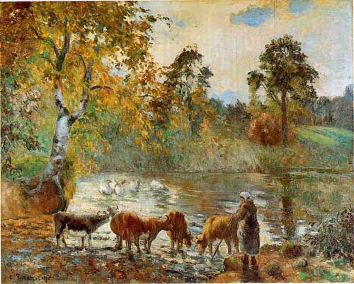 Painting Code#45835-Pissarro, Camille - The Pond at Montfoucault 