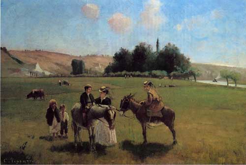 Painting Code#45837-Pissarro, Camille - The Donkey Ride at Le Roche Guyon