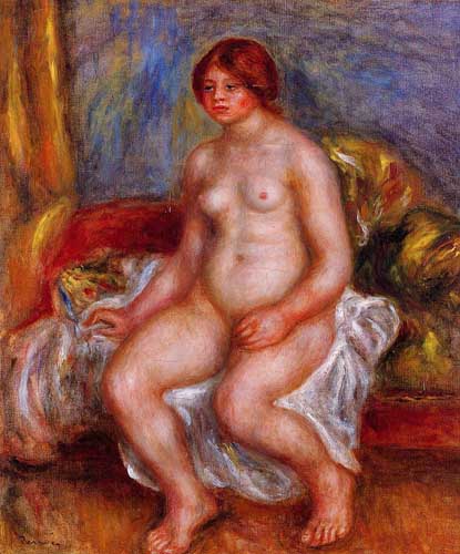 Painting Code#45959-Renoir, Pierre-Auguste - Nude Woman on Gree Cushions