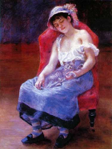 Painting Code#45982-Renoir, Pierre-Auguste - Sleeping Girl (AKA Girl with a Cat)