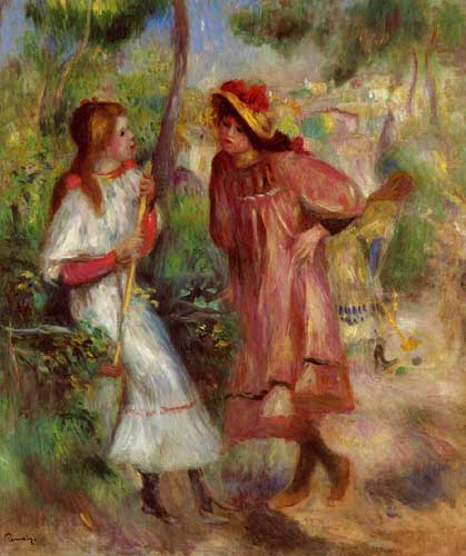 Painting Code#46007-Renoir, Pierre-Auguste - Two Girls in the Garden at Montmartre