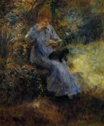 Painting Code#46014-Renoir, Pierre-Auguste - Woman with a Black Dog