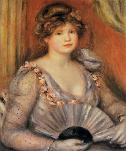 Painting Code#46016-Renoir, Pierre-Auguste - Woman with a Fan