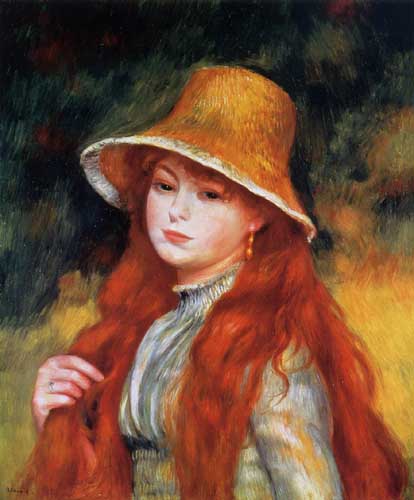 Painting Code#46020-Renoir, Pierre-Auguste - Young Girl in a Straw Hat