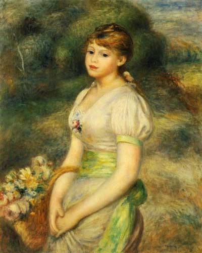 Painting Code#46022-Renoir, Pierre-Auguste - Young Girl with a Basket of Flowers
