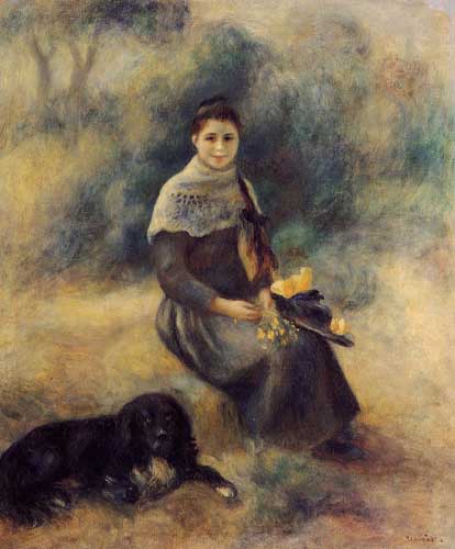 Painting Code#46023-Renoir, Pierre-Auguste - Young Girl with a Dog