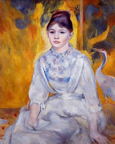 Painting Code#46033-Renoir, Pierre-Auguste - Young Woman with Crane