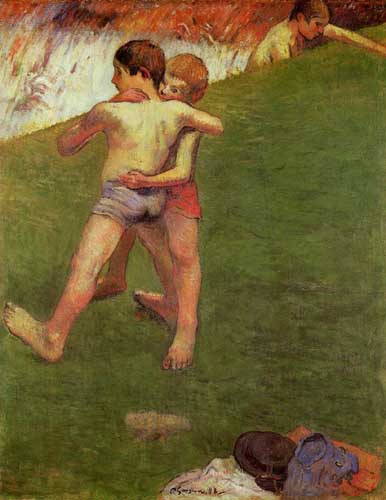 Painting Code#46037-Gauguin, Paul - Breton Boys Wrestling