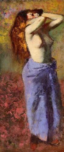 Painting Code#46159-Degas, Edgar - Woman in a Blue Dressing Gown, Torso Exposed