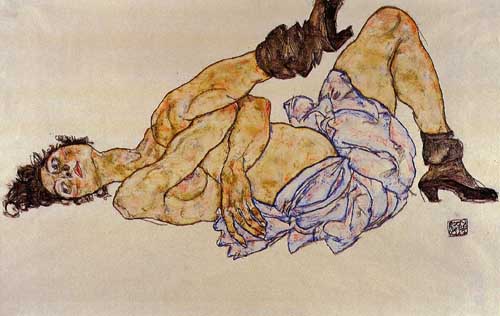 Painting Code#46233-Egon Schiele - Reclining Female Nude