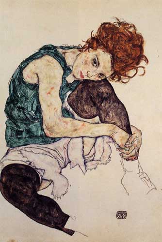Painting Code#46238-Egon Schiele - Seated Woman with Bent Knee