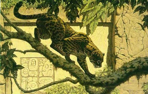 Painting Code#5106-A Leopard in Shadow Of The Ruins