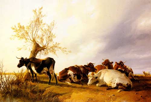 Painting Code#5258-Cooper, Thomas Sidney(UK): Dairy Cows Resting