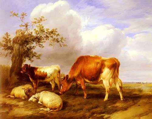 Painting Code#5259-Cooper, Thomas Sidney(UK): In The Canterbury Meadows 
 