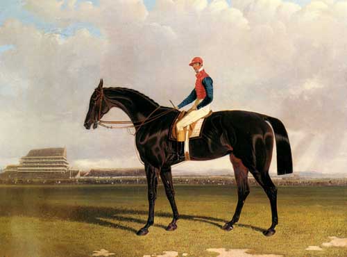 Painting Code#5286-Herring Snr, John Frederick(England): Lord Chesterfield&#039;s Industry with William Scott up at Epsom