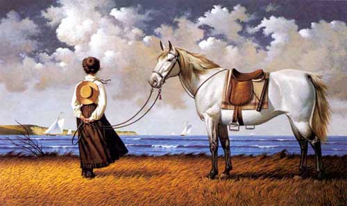 Painting Code#5476-White Horse on the Seashore
