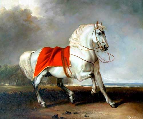 Painting Code#5489-White Horse in Landscape