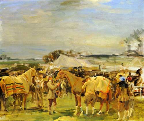 Painting Code#5564-Munnings, Sir Alfred James(UK) - Saddling For The Point To Point
