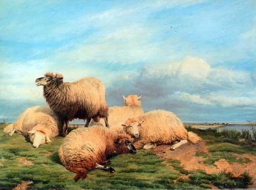 Painting Code#5666-Cooper, Thomas Sidney(UK): Landscape with Sheep