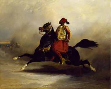 Painting Code#5788-Dedreux, Alfred(France) - Nubian Horseman at the Gallop