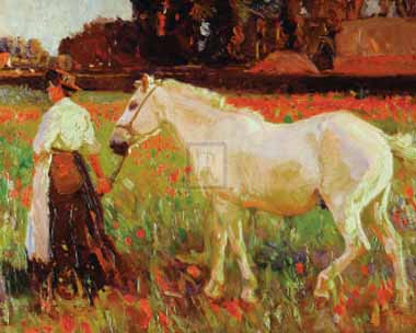 Painting Code#5824-Munnings, Sir Alfred James(UK) - The Poppy Field