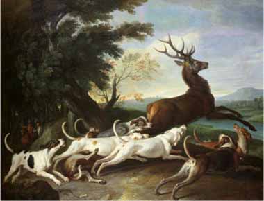 Painting Code#5839-Alexandre-Francois Desportes - The Deer Hunt