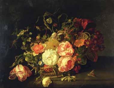 Painting Code#6037-Rachel Ruysch - Flowers and Insects