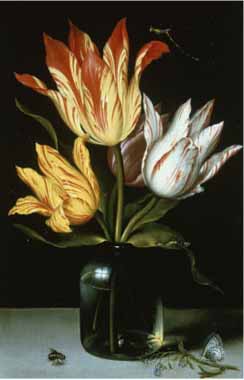 Painting Code#6041-Bosschaert, Ambrosius the Elder - Tulips in a Glass Vase