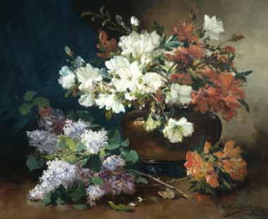 Painting Code#6073-Eugene Henri Cauchois - Still Life with Lilac